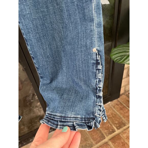 Soft Surroundings Arabella Ruffle Cropped Jeans Size 6 Petite Scallop Split Leg - Picture 4 of 9